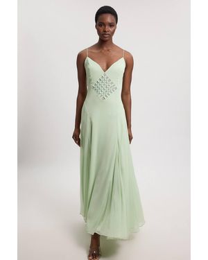 Karen Millen Crystal Embellished Midi Dress - Green