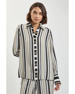 Karen Millen Petite Contrast Stripe Viscose Co Ord Shirt - Multicolour