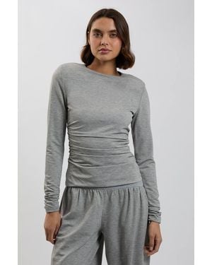Karen Millen Strong Shoulder Viscose Jersey Top - Grey