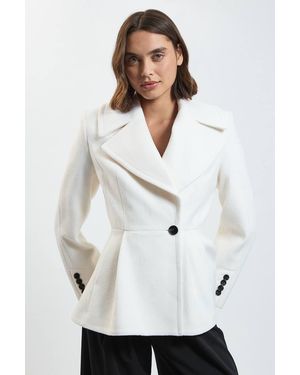 Karen Millen Wool Peplum Short Coat - White