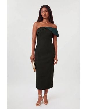 Karen Millen Asymmetric Bardot Tailored Mid Pencil Dress - Black