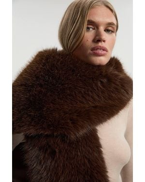 Karen Millen Faux Fur Scarf - Brown