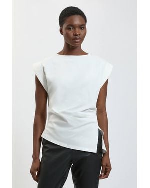 Karen Millen 100% Cotton Asymmetric Jersey T-Shirt - White
