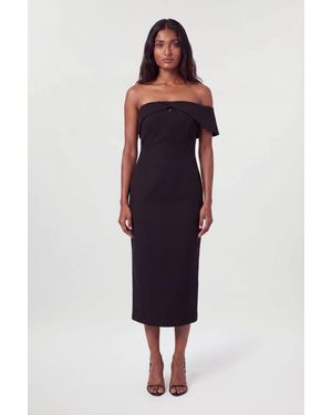 Karen Millen Asymmetric Bardot Tailored Mid Pencil Dress - Blue