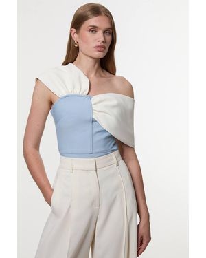 Karen Millen Figure Form Bandage Knit Asymmetric Strap Top - Blue