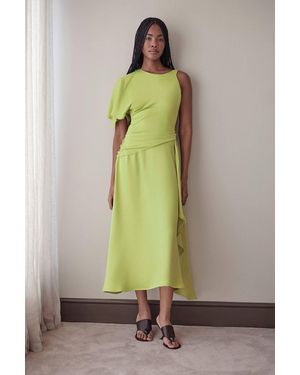 Karen Millen Viscose Satin Drape Midi Dress - Green