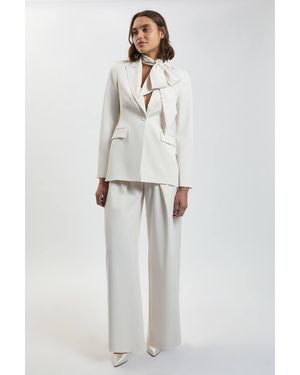 Karen Millen Compact Viscose Wide Leg Tailored Trouser - White