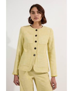 Karen Millen Spring Tweed Tailored Pocket Front Tailored Blazer - Natural