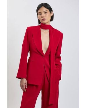 Karen Millen Petite Compact Stretch Viscose Tie Neck Tailored Blazer