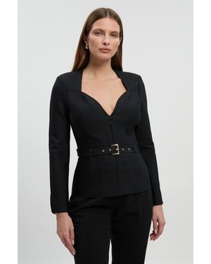 Karen Millen Figure Form Bandage Belted Top - Black