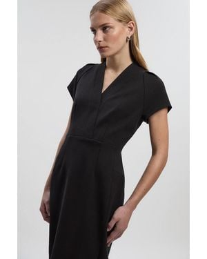 Karen Millen Structured Crepe Forever Pencil Midi Dress - Black