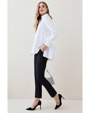 Karen Millen Petite Essential Techno Crop Woven Trouser - Black