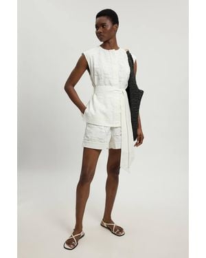 Karen Millen Cutwork Cotton Woven Shorts - Natural