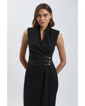 Karen Millen Trim Tailored Midi Pencil Dress - Black