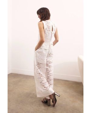 Karen Millen Cotton Cutwork Woven Shell Top - Natural