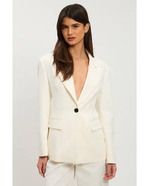 Karen Millen Petite Compact Stretch Single Breasted Tailored Blazer - Natural