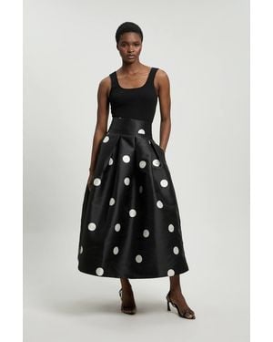 Karen Millen Petite Spot Woven Twill Prom Skirt - White