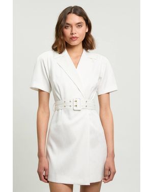 Karen Millen Tailored Belted Blazer Mini Dress - White