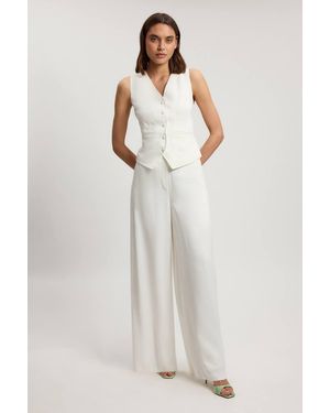 Karen Millen Satin Viscose Tailored Wide Leg Trouser - Grey