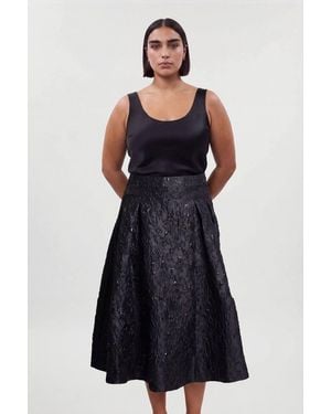 Karen Millen Plus Size Jacquard Maxi Skirt - Blue