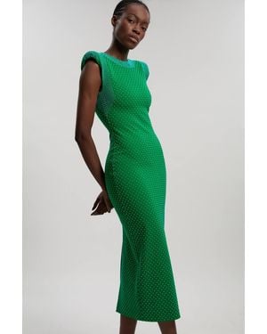 Karen Millen Studded Ponte Jersey Midi Dress - Green
