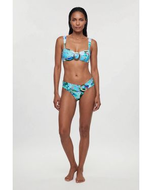Karen Millen Chain Print Bandeau Metal Trim Detail Bikini Top - Red