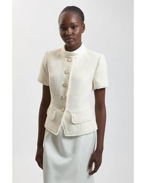 Karen Millen Texture Tweed Maxi Dress - White