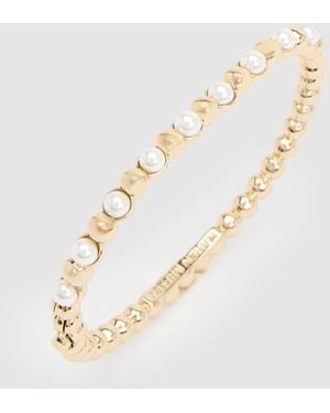Karen Millen Logo Pearl Hinged Bangle - White