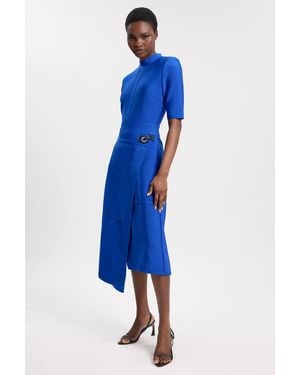 Karen Millen Figure Form Bandage Asymmetric Knit Midi Dress - Blue