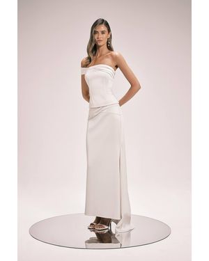 Karen Millen Tailored Satin Drape Fishtail Maxi Skirt - Pink