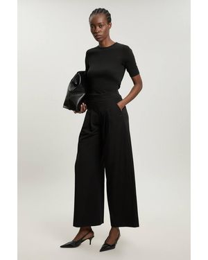 Karen Millen Tailored Wide Leg Pleat Detail Trouser - Black