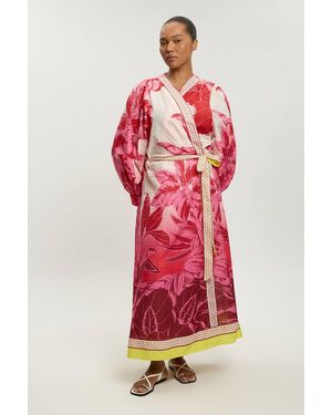 Karen Millen Plus Size Cotton Voile Maxi Beach Dress - Red