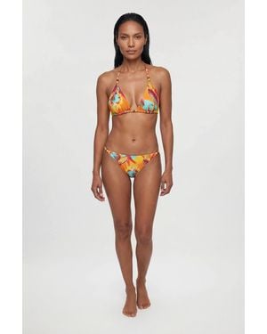 Karen Millen Reversible Photographic Floral Bikini Top With Bead Detail - White