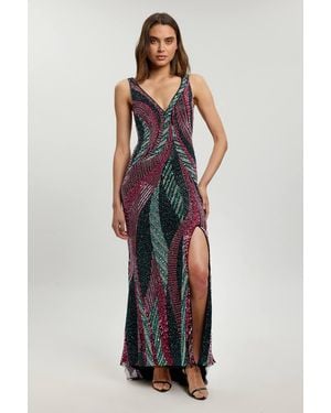 Karen Millen Premium Embellished Maxi Dress - Purple