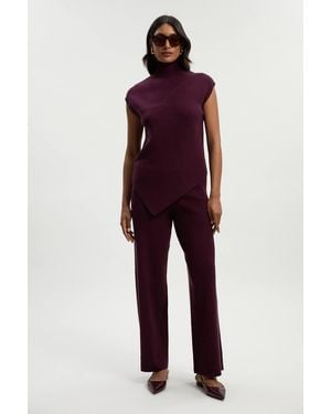 Karen Millen Relaxed Rib Knitted Trouser - Red