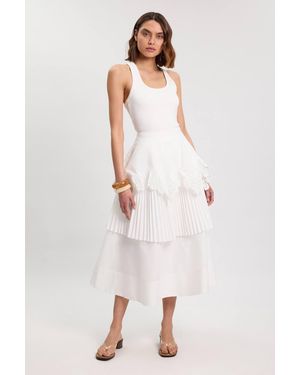 Karen Millen Ruffled Maxi Skirt - White