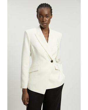 Karen Millen Compact Viscose Single Breasted Tailored Blazer - White