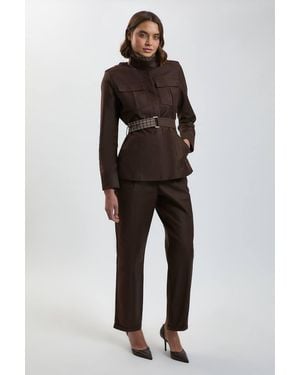 Karen Millen Stretch Twill Tailored Trouser - Brown