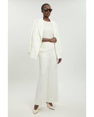 Karen Millen Compact Stretch Tailored Straight Leg Trouser - White
