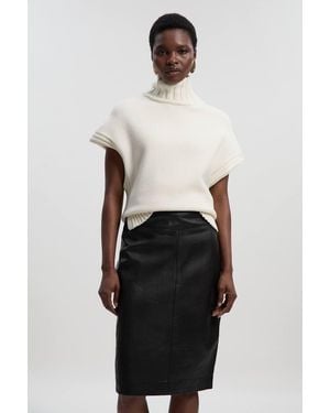 Karen Millen Forever Leather Signature Pencil Skirt - White