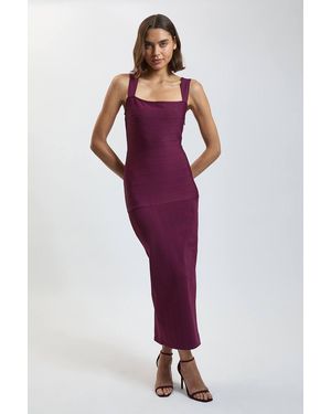 Karen Millen Petite Figure Form Bandage Strappy Knit Maxi Dress - Purple
