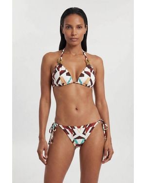 Karen Millen Trim Detail Printed Bikini Bottom - Multicolour