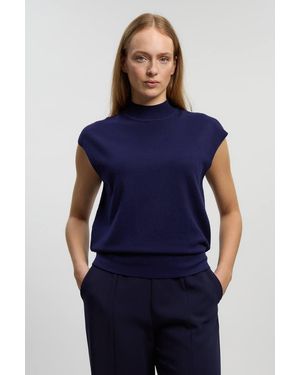 Karen Millen Forever Viscose Blend High Neck Knitted Tank Top - Blue