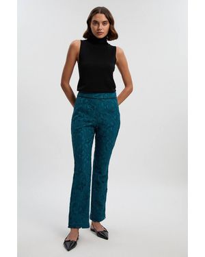 Karen Millen Tipped Corded Lace High Waisted Woven Trouser - Blue