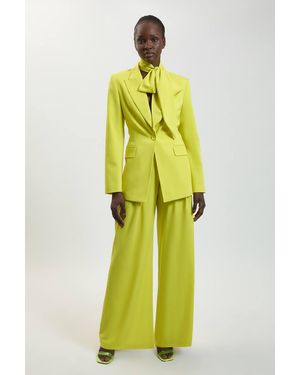 Karen Millen Compact Viscose Wide Leg Tailored Trouser - Yellow