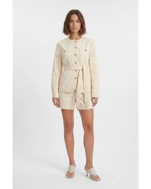Karen Millen Cotton Utility Button Detail Shorts - Natural