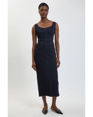 Karen Millen Denim Midi Pencil Dress - Blue