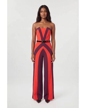 Karen Millen Compact Stretch Colour Block Tailored Bandeau Jumpsuit