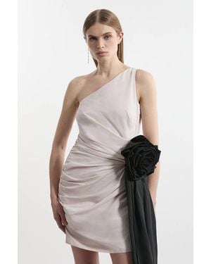 Karen Millen Taffeta Bandeau Tailored Rosette Drape Mini Dress - Multicolour