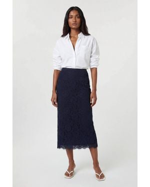 Karen Millen Lace Woven Midi Skirt - Blue